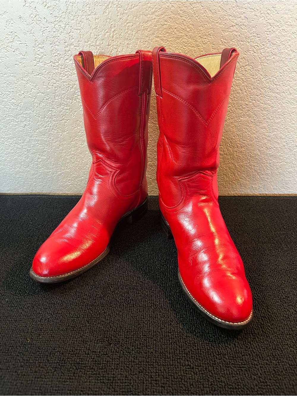 Gorgeous Justin L3055 Red Leather Roper Cowboy Boots Womens 7B Made In USA